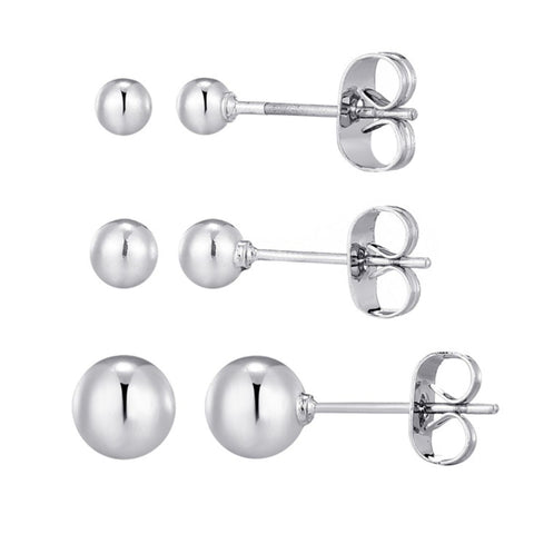 Set of 3 Ball Stud Earrings