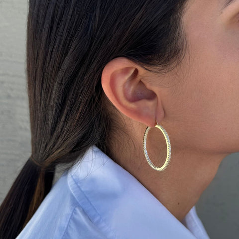 14k Gold Plated CZ Infinity Hoop Earrings