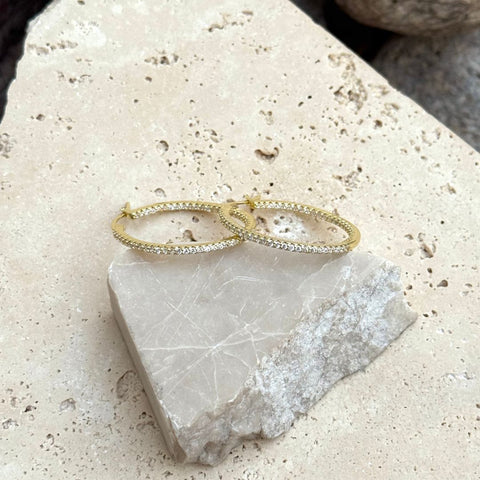 14k Gold Plated CZ Infinity Hoop Earrings