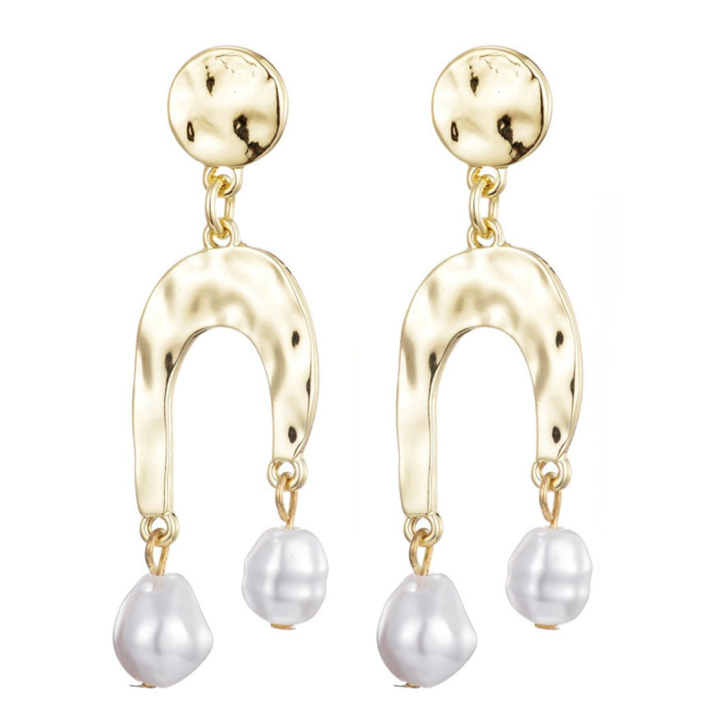 Gold Plated Faux Pearl Statement Earrings