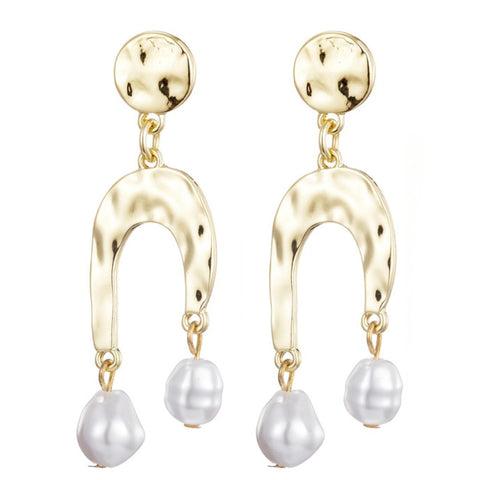 Gold Plated Faux Pearl Statement Earrings