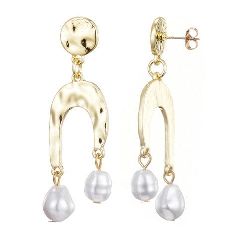 Gold Plated Faux Pearl Statement Earrings