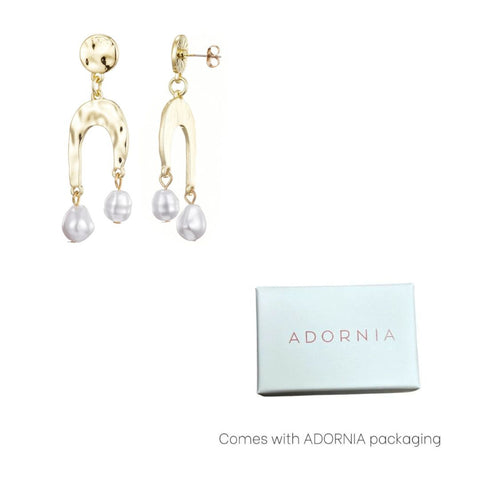 Gold Plated Faux Pearl Statement Earrings