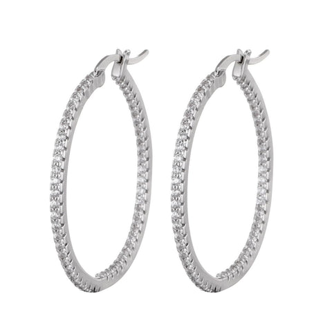 Silver Plated CZ Infinity Hoop Earrings