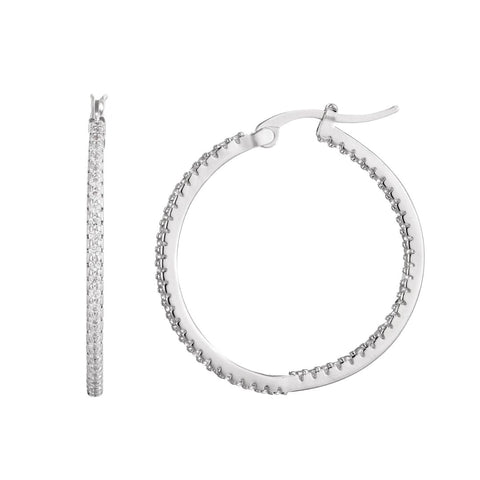 Silver Plated CZ Infinity Hoop Earrings