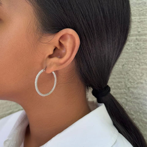 Silver Plated CZ Infinity Hoop Earrings