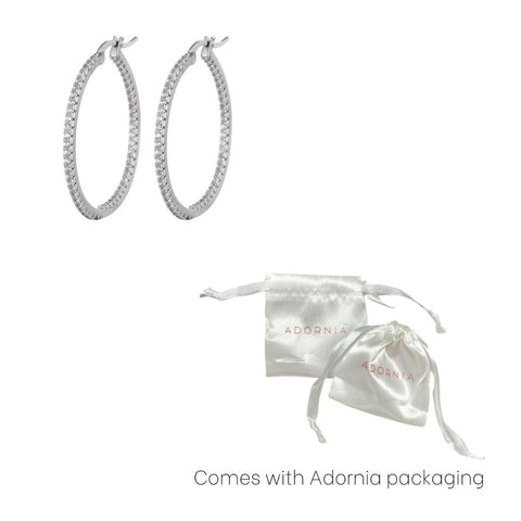 Silver Plated CZ Infinity Hoop Earrings