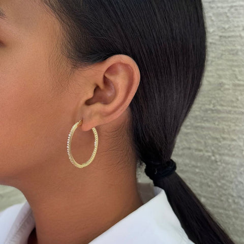 14k Gold Plated Infinity CZ and Plain Hoop Earring Set