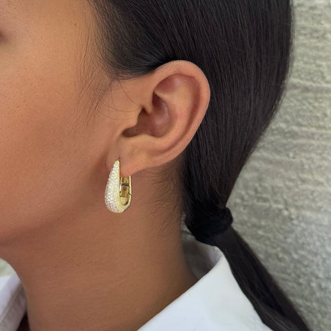14k Gold Plated CZ Secure Hinge Hoop