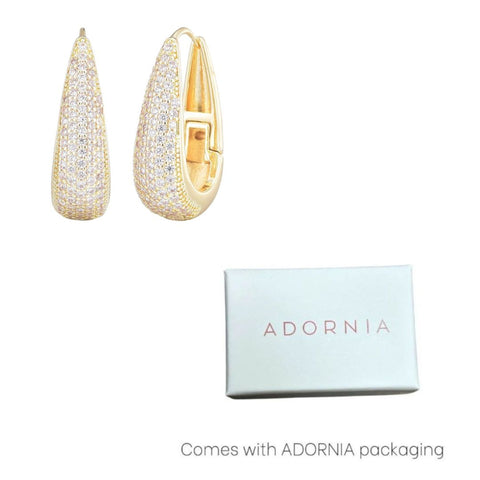 14k Gold Plated CZ Secure Hinge Hoop