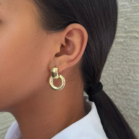 14k Gold Plated Door Knocker Earrings