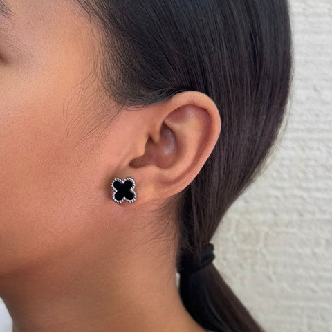 Tarnish Resistant Silver Plated Set of 3 Clover Stud Earrings