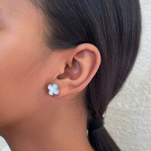 Tarnish Resistant Silver Plated Set of 3 Clover Stud Earrings