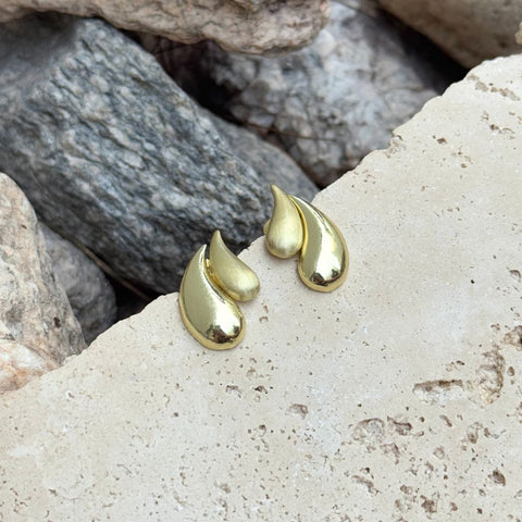Gold Plated 2-Teardrop Studs