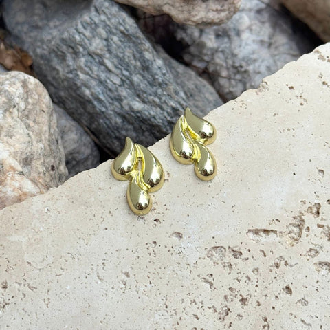 Gold Plated 3-Teardrop Studs