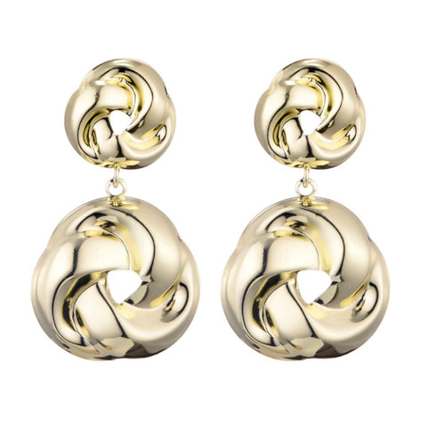 Gold Plated Double Knot Drop Earrings
