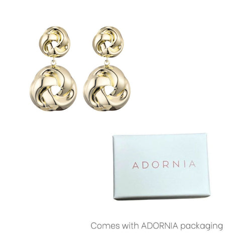 Gold Plated Double Knot Drop Earrings