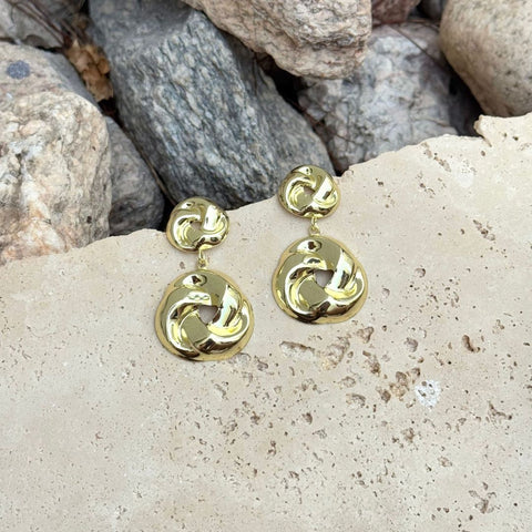 Gold Plated Double Knot Drop Earrings