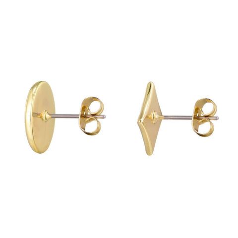 14k Gold Plated Mismatched CZ Clover Stud Earring Pair