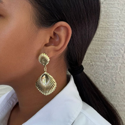 Gold Plated Deco Inspired Drop Earrings