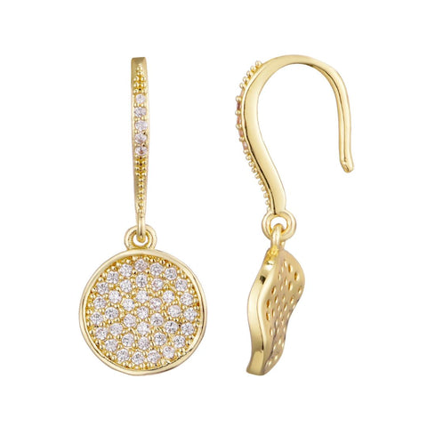 14k Gold Plated CZ Wavy Pebble Earrings