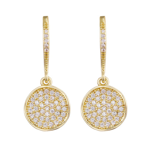 14k Gold Plated CZ Wavy Pebble Earrings