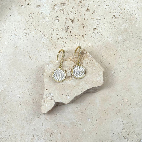 14k Gold Plated CZ Wavy Pebble Earrings