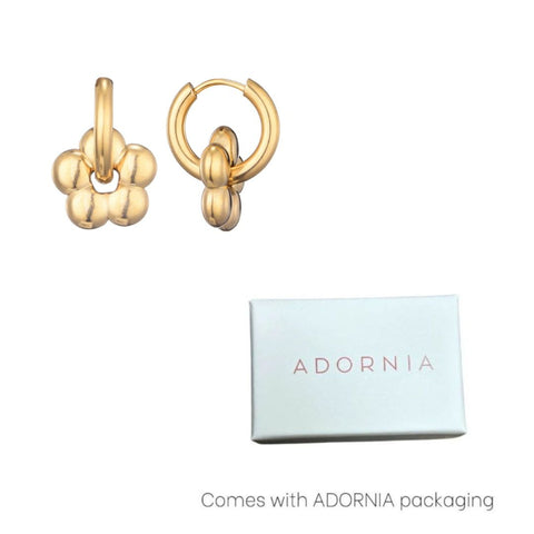 Tarnish Resistant 18k Gold Plated Flower Huggie Hoop Earrings