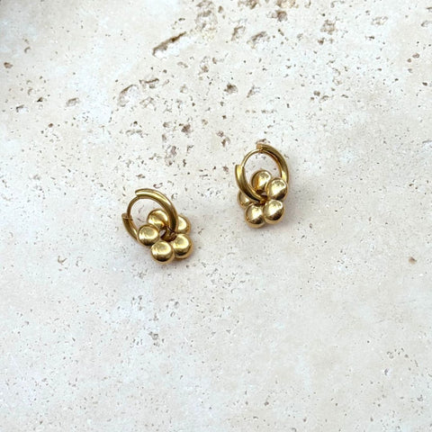 Tarnish Resistant 18k Gold Plated Flower Huggie Hoop Earrings