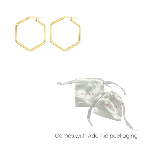 Tarnish Resistant 18k Gold Plated Hexagon Hoop Earrings