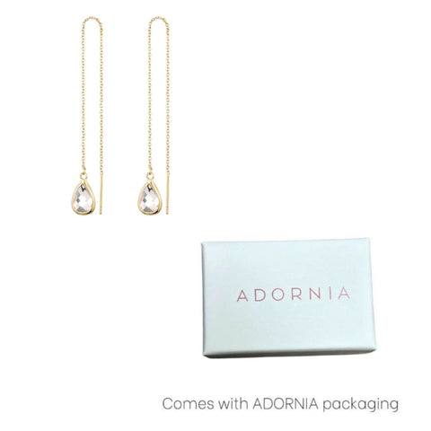 14k Gold Plated Clear Crystal Threader Earrings