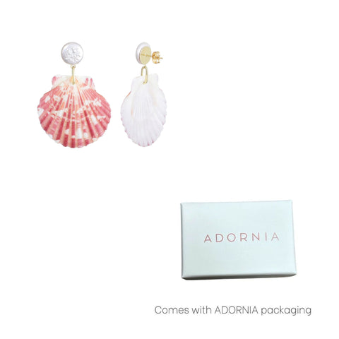 Pink Shell and Shell Pearl 2-Drop Earrings