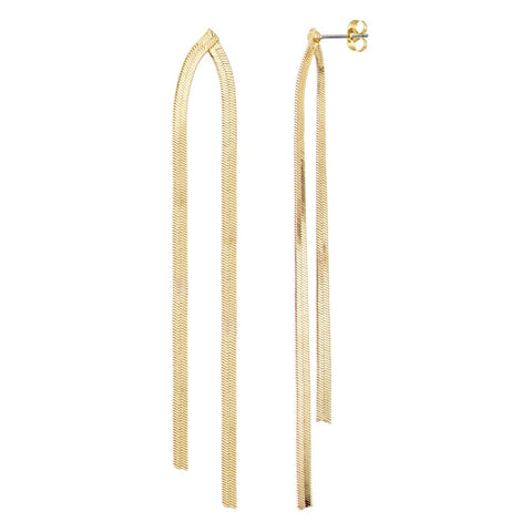 14k Gold Plated Herringbone Drop Earrings