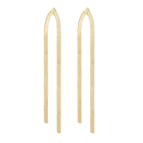 14k Gold Plated Herringbone Drop Earrings