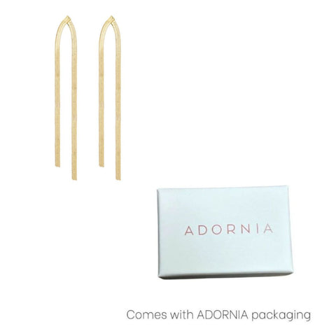 14k Gold Plated Herringbone Drop Earrings
