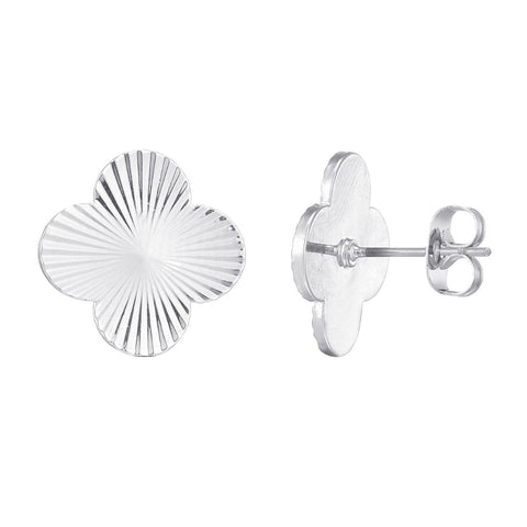 Silver Plated Prismatic Clover Stud Earrings