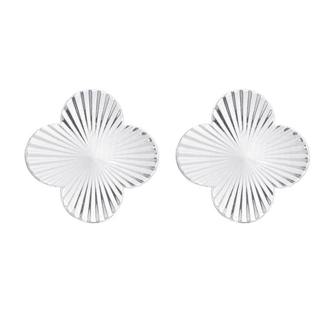 Silver Plated Prismatic Clover Stud Earrings