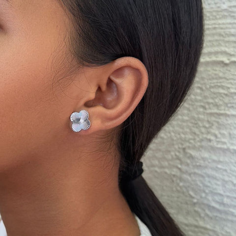 Silver Plated Prismatic Clover Stud Earrings