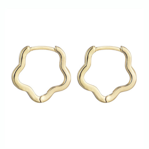 14k Gold Plated Flower Shaped Hoop Earrings