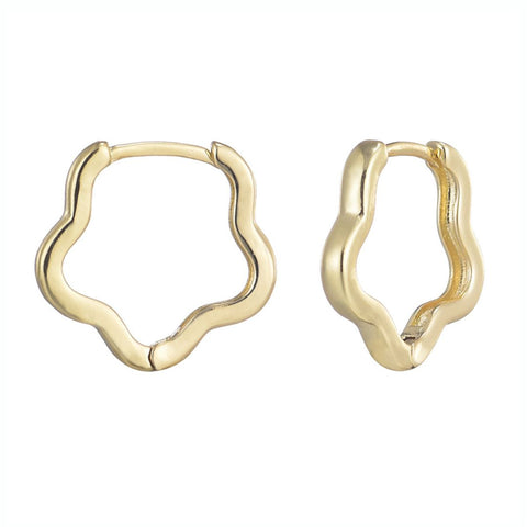 14k Gold Plated Flower Shaped Hoop Earrings
