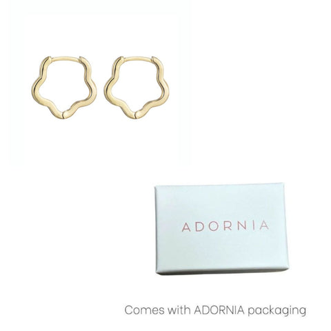 14k Gold Plated Flower Shaped Hoop Earrings