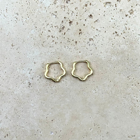 14k Gold Plated Flower Shaped Hoop Earrings