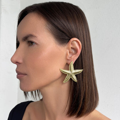 Gold Plated Oversized Shell Stud Earrings