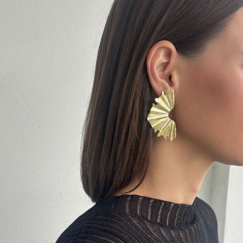 Gold Plated Wave Statement Earrings