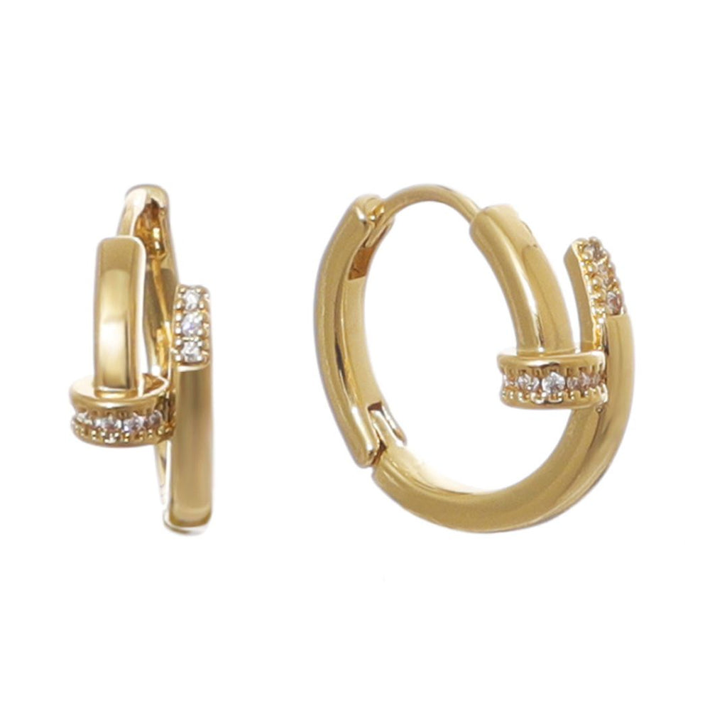 14k Gold Plated CZ Nail Hoops