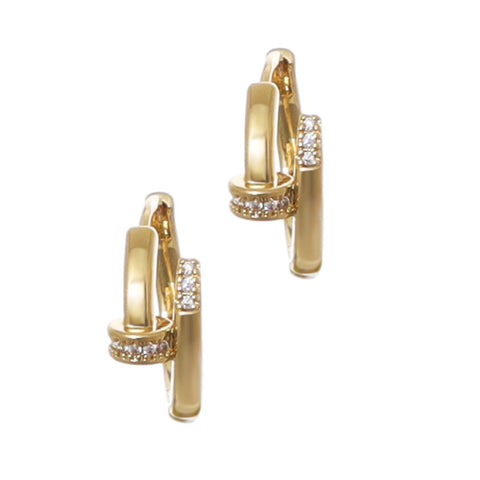 14k Gold Plated CZ Nail Hoops