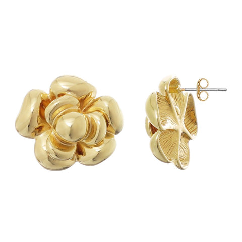 14k Gold Plated Camellia Stud Earrings