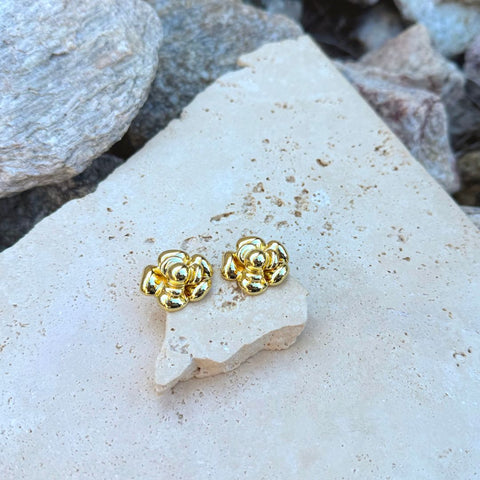 14k Gold Plated Camellia Stud Earrings