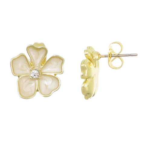 Gold Plated Pearlescent Stud Earrings
