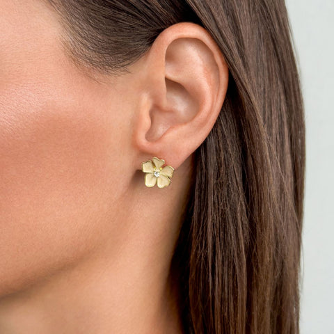 Gold Plated Pearlescent Stud Earrings